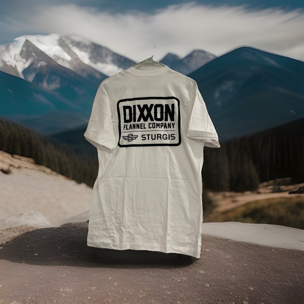 Lot Of 2 New Dixxon Stirgis Badge Men's L White T‎ Shirt Made USA graphic badge